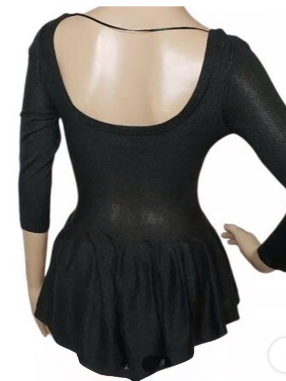 Dark green Scoop Back Peplum Long-Sleeve Blouse